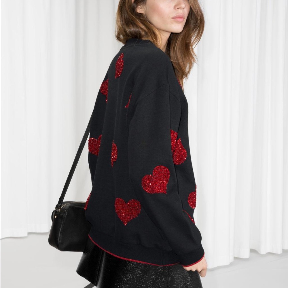 & Other Stories Heart Sequin Sweatshirt
